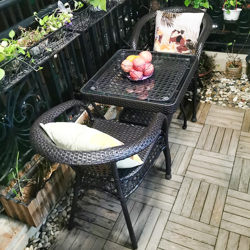 藤椅三件套阳台小桌椅露台藤编茶几休闲圆桌椅子组合套装一桌两椅