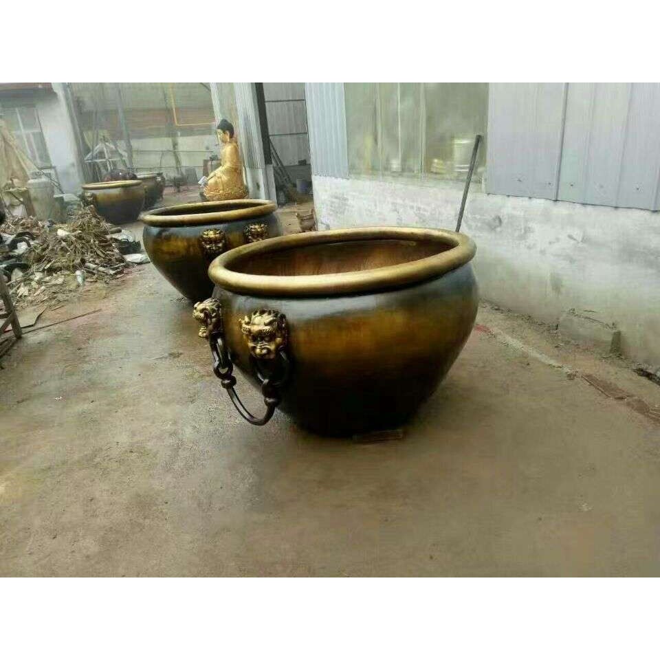 铜水缸雕塑 仿古园林景观铸铜风水铜缸 大型铜缸