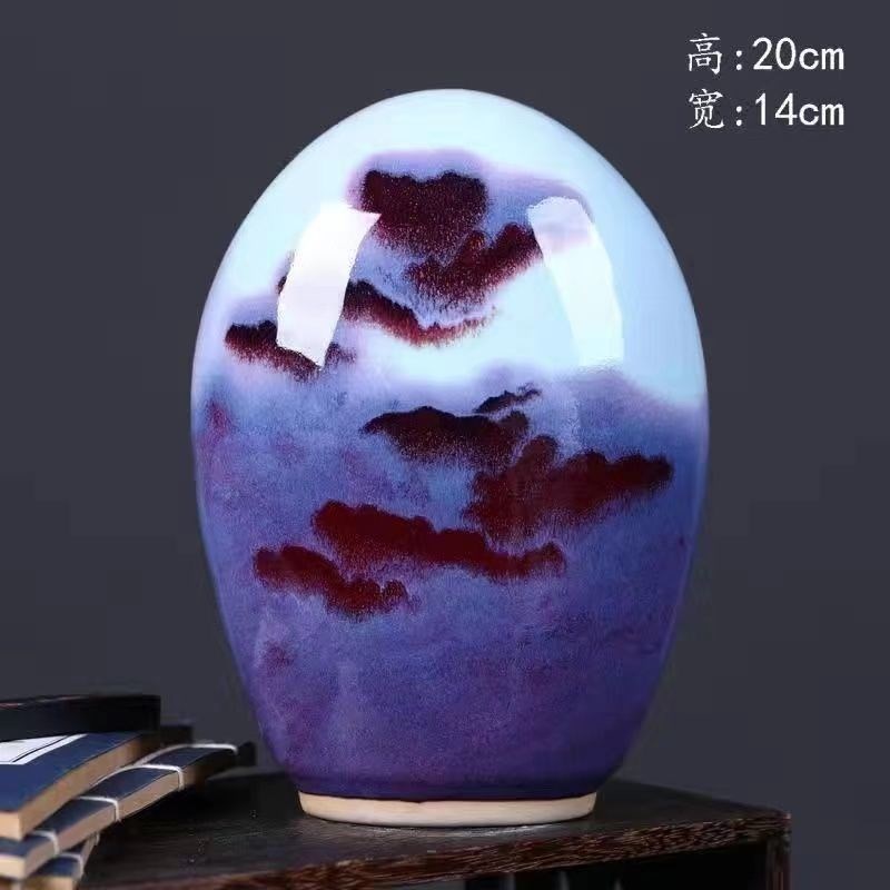仿古钧瓷落地大花瓶陶瓷客厅插花中式瓷器L家居装玄关茶桌饰品摆