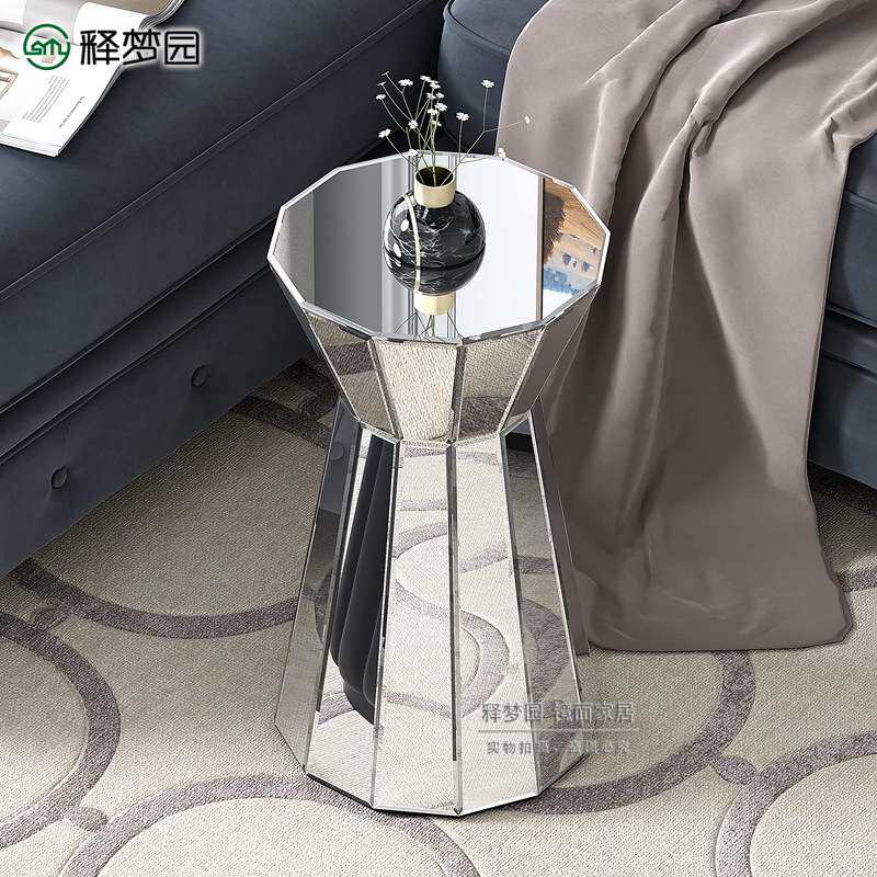 现代简约镜面角几玻璃边几沙发几简约欧式轻奢后现代家具3207