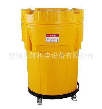 95加仑移动式泄漏应急桶带滑轮式防化桶废液收集桶密封桶周转桶