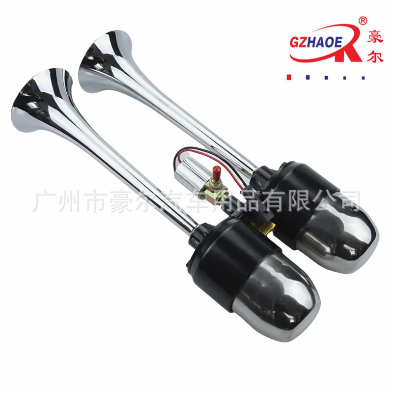 工厂直销 汽车喇叭12V/24V改装带插头锌合金双管大货车电气喇叭