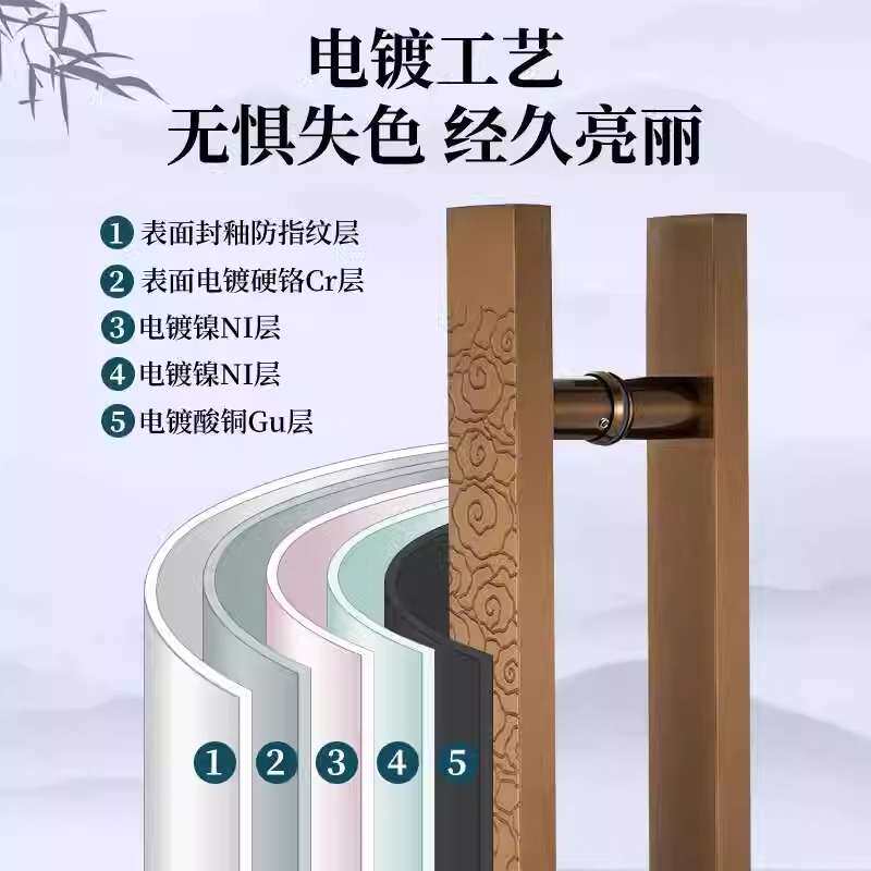 中式大门拉手古铜祥云玻璃门把手不锈钢推KTV拉移门木门拉手加厚