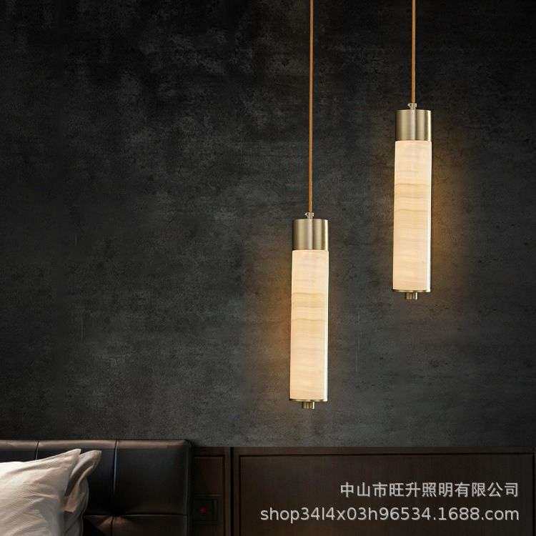 全铜云石吊灯单头创意现代简约轻奢吧台餐厅走廊玄关过道床头吊灯