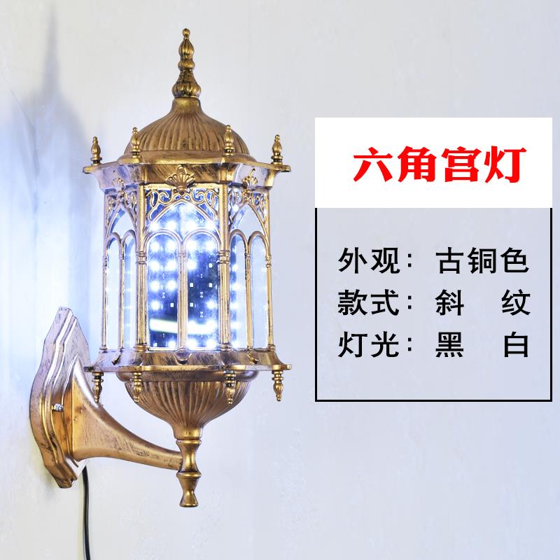 美发转灯LED理发店复古挂壁发廊转灯欧式挂墙罗马小宫灯防