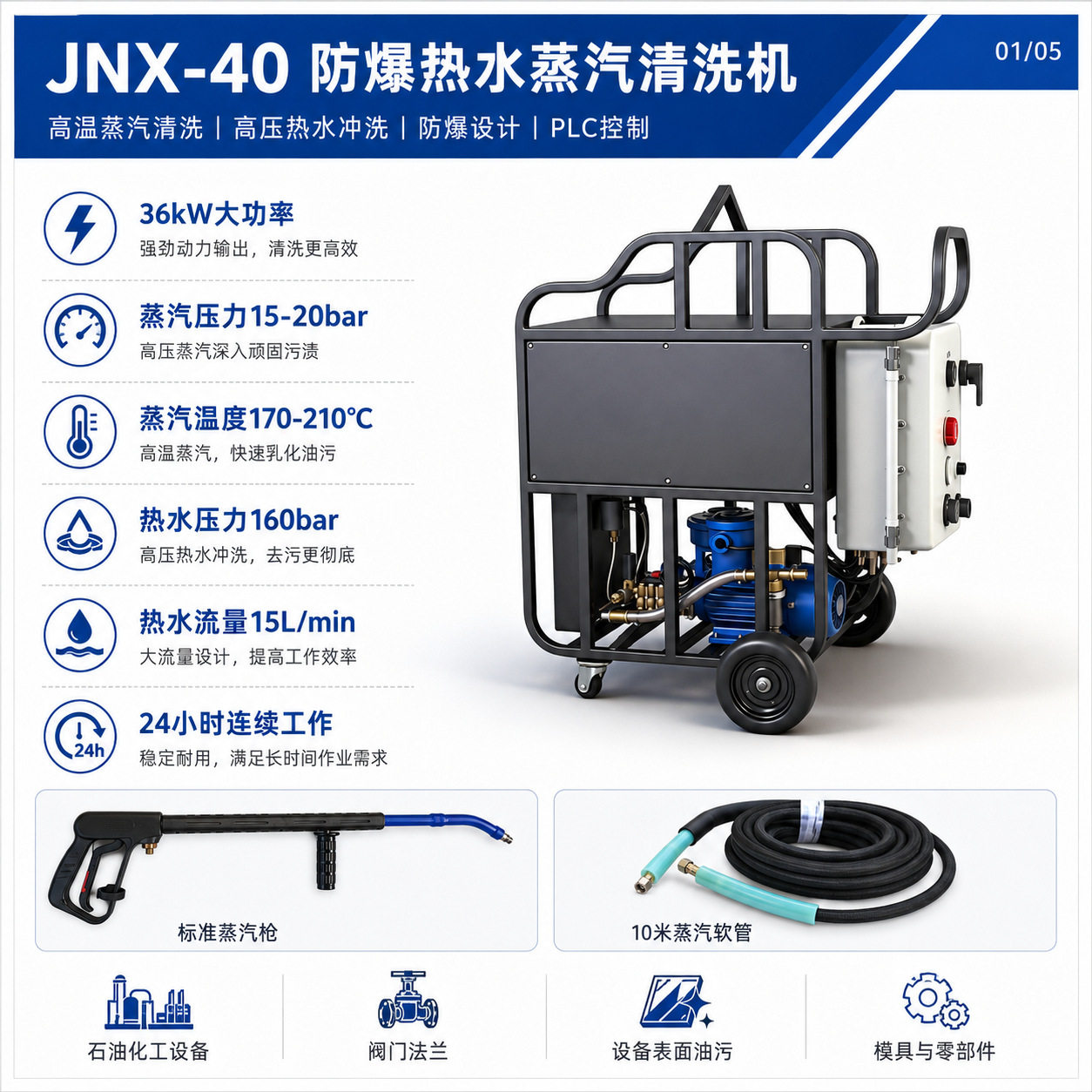 ATEX防爆蒸汽清洗机重油污高温高压热水清洁工厂直销