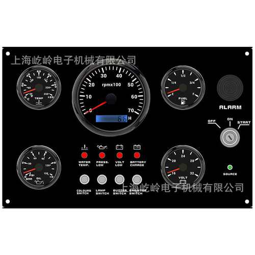 320*190*100mm 24V车船通用 转速水温油压电压油位五表组合面板