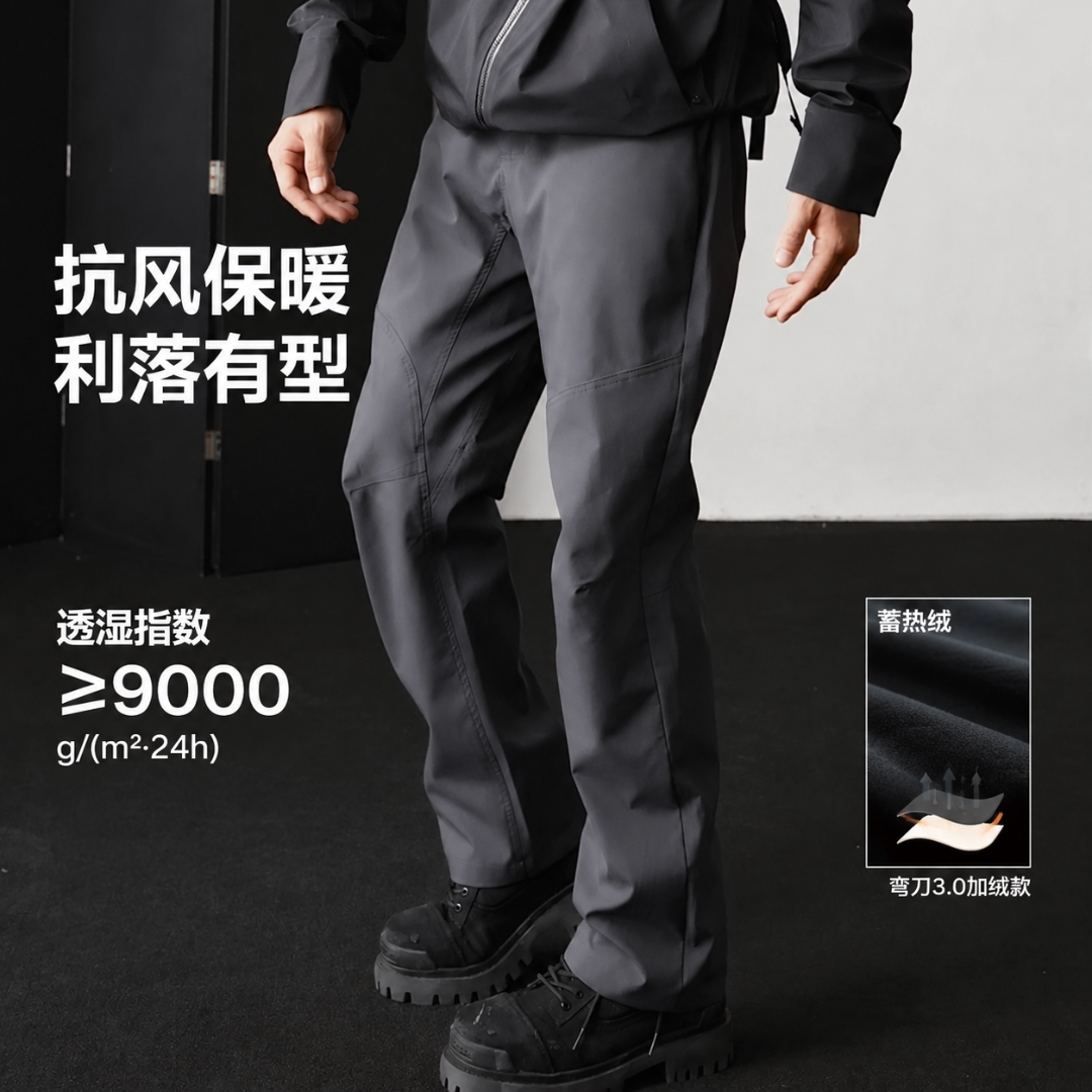 【弯刀硬壳3.0】OKBRO立体剪裁高级感防风户外通勤四季冲锋休闲裤