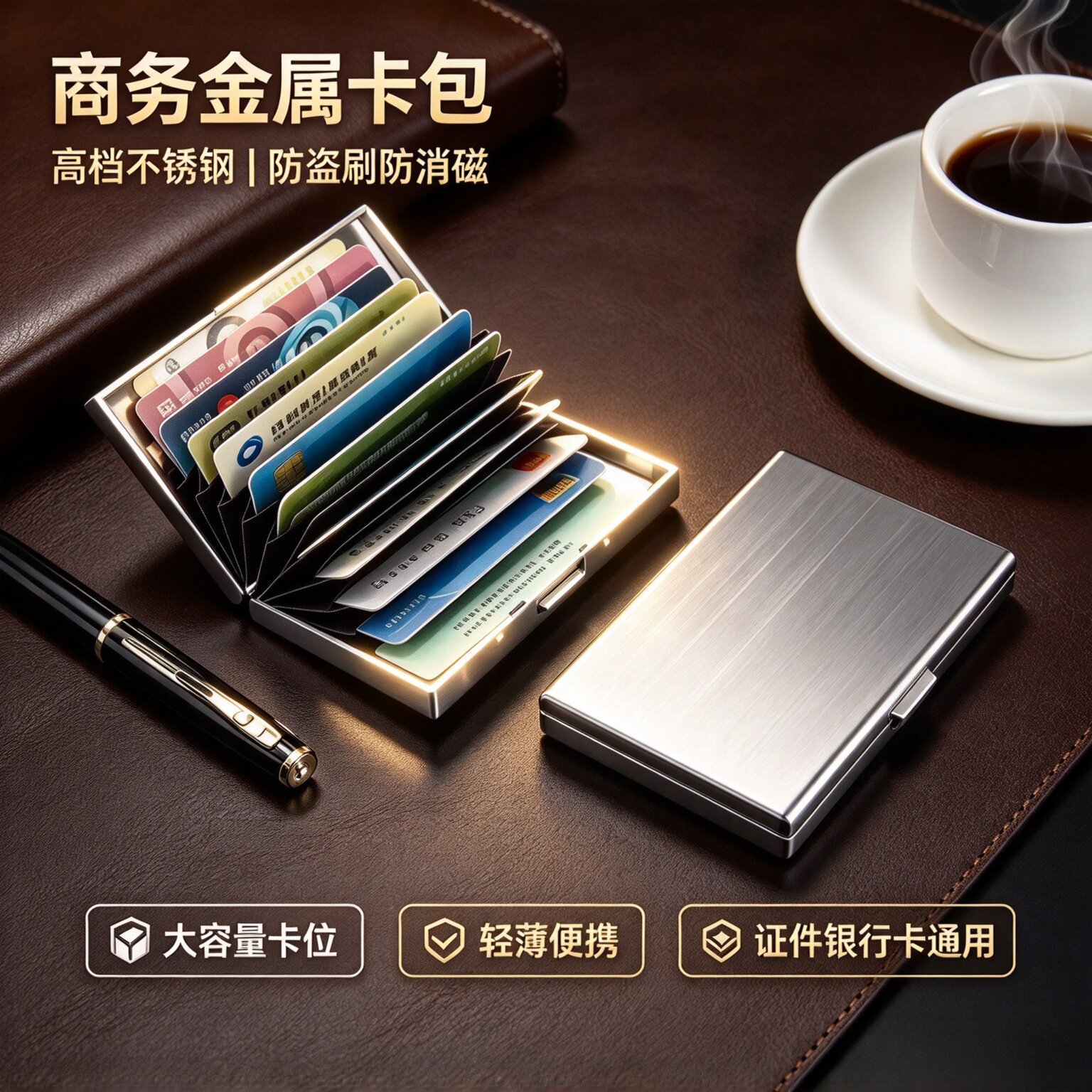 防盗刷金属卡包男士卡片包女式防消磁小巧卡盒卡套放驾驶证wy