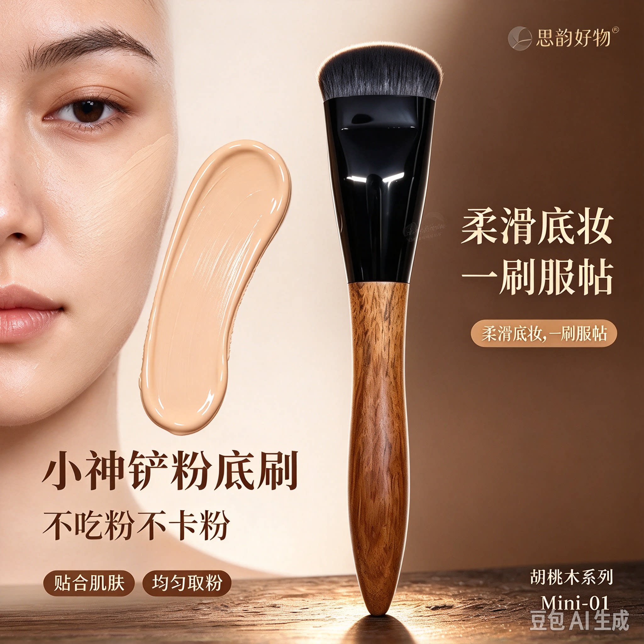 【新款升级】爆品胡桃木粉底膏刷小神铲无痕不吃粉底液化妆用SH2
