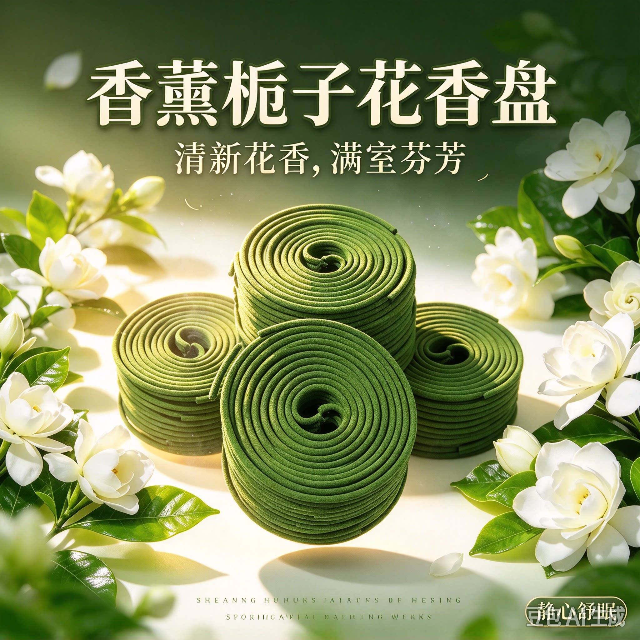 到手100盘【送陶瓷香炉】栀子花香薰檀香家用盘香室内持久留香SH