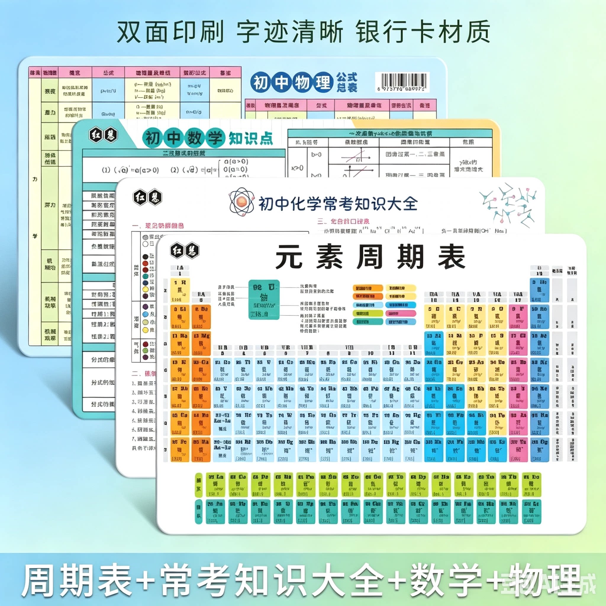 【老师推荐】全套初中化学元素周期表卡物理化学公式常考知识点wy