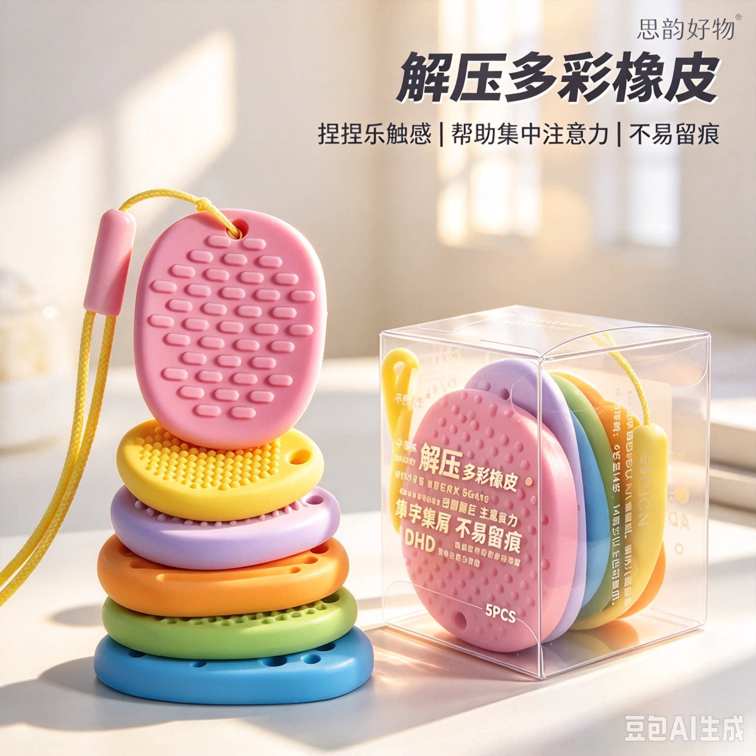 【老师推荐】防丢感官石橡皮学生擦拭干净学生集中解压橡皮擦SH