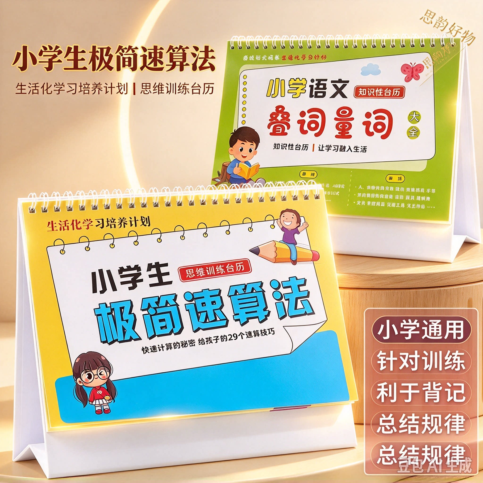 小学数学公式图表大全卡片小学生思维训练极简速算台历学习本SH2