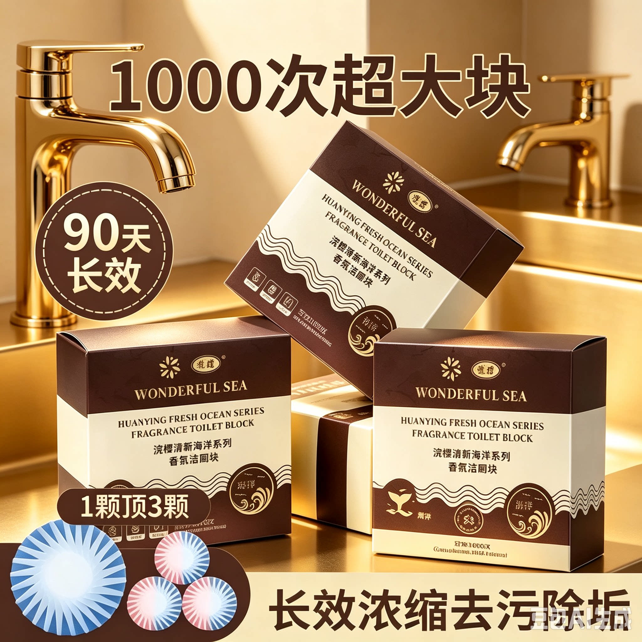 【一盒冲2400次】超大块香氛洁厕块去污除垢蓝泡泡马桶清洁剂wy2