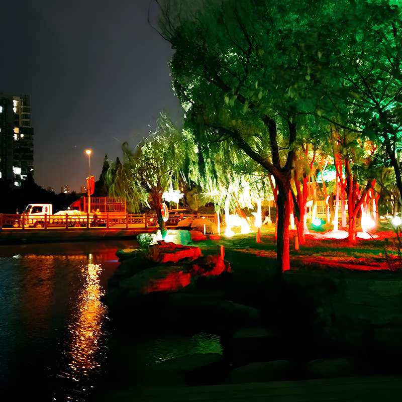 led防水投光灯楼体外墙圆形聚光50w投射灯别墅景观园林照树插地灯