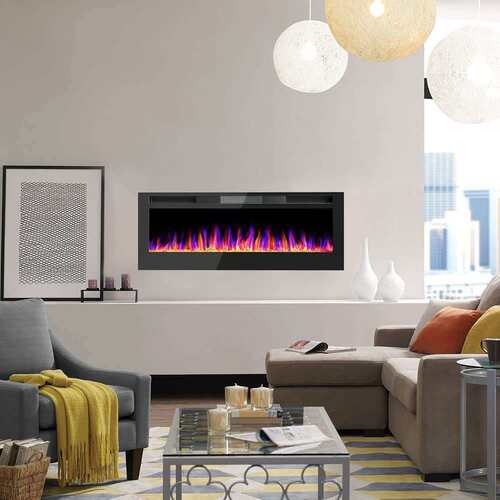 50-inch embedded wall-mounted heating electric fireplace