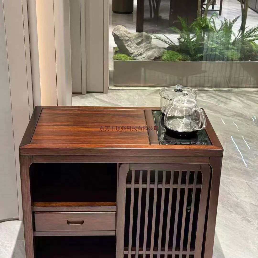 新中式黑檀木茶水柜乌金木茶台客厅烧水壶一体茶边柜边几茶桌边柜
