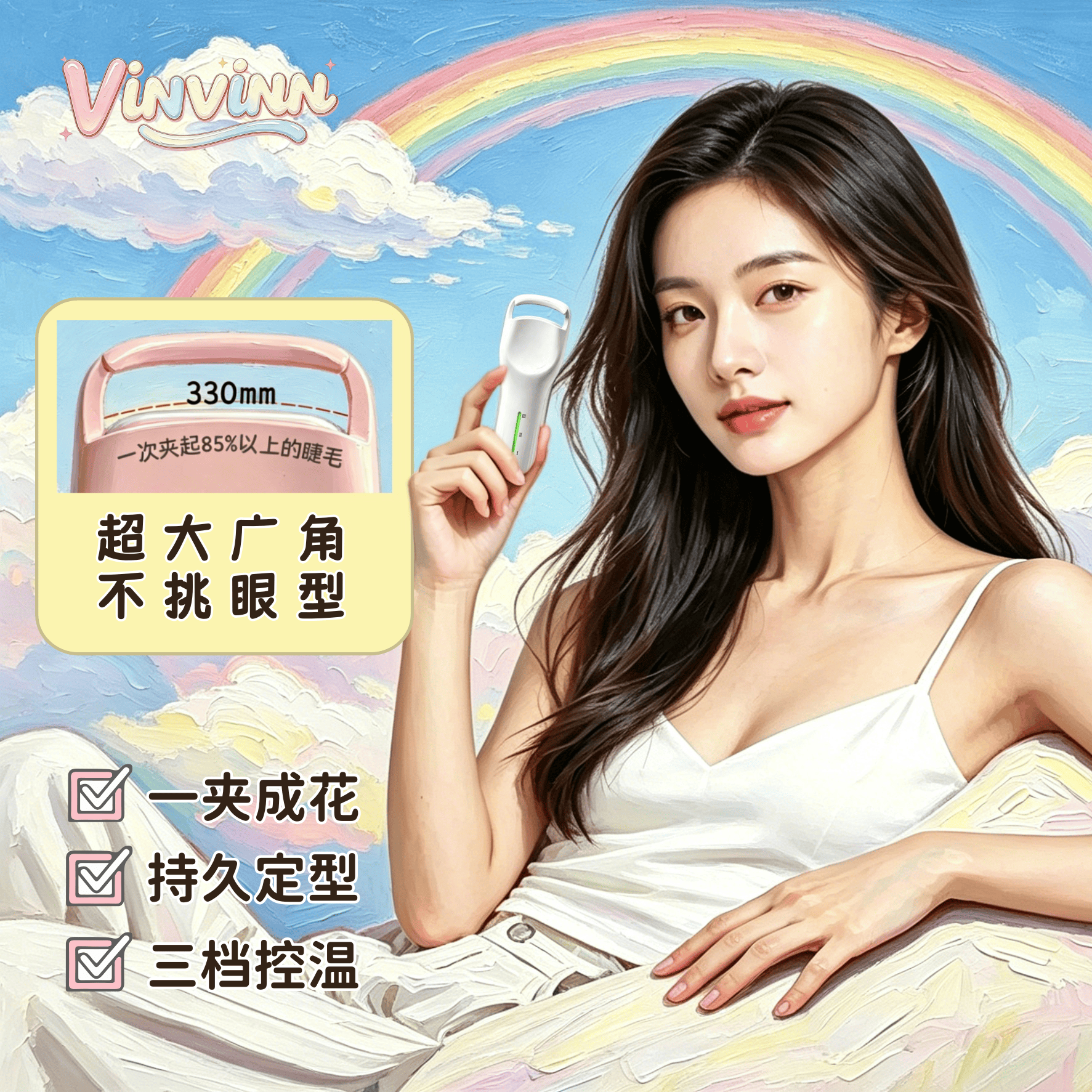 Vinvinn广角电热睫毛夹 便携加热卷翘神器新款2026赵露丝同款推荐