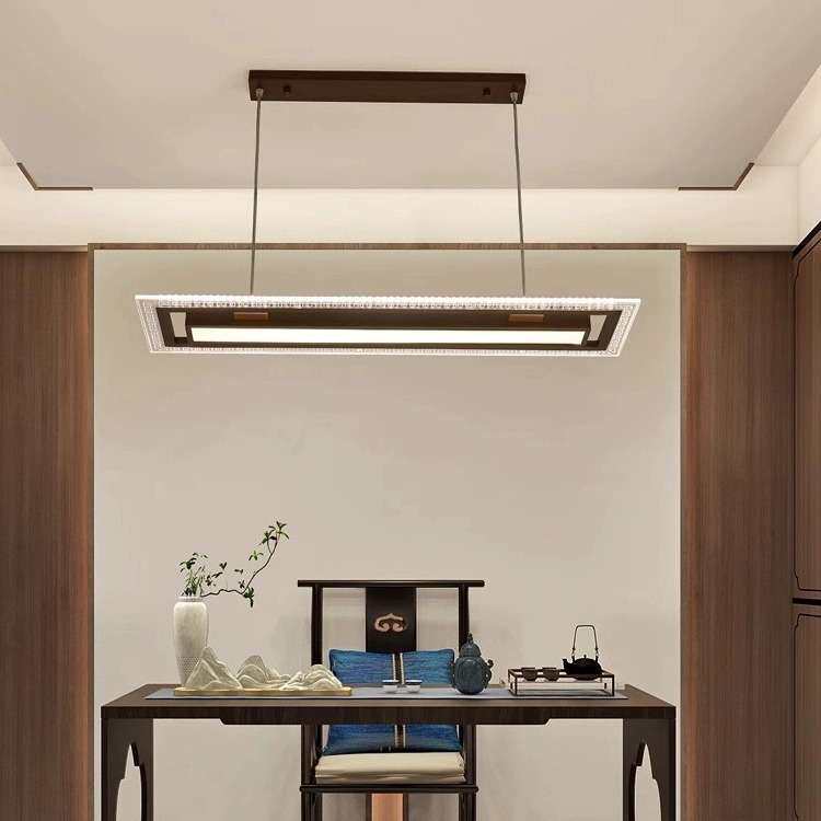 新中式茶室吊灯古典茶桌灯简约长方形办公室灯LED餐厅门市前台灯