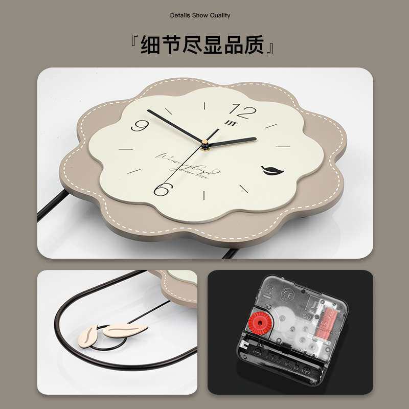 现代创意钟表挂钟客厅花朵奶油装饰餐厅玄关挂墙静音时钟现货热卖