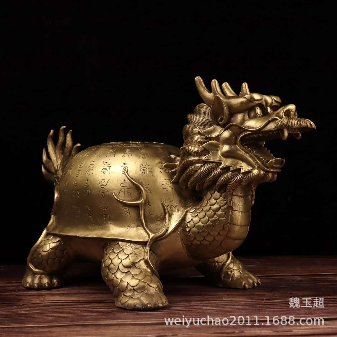 纯铜龙龟摆件百寿字龙头龟长寿龟家居饰品乌龟百寿龟摆件