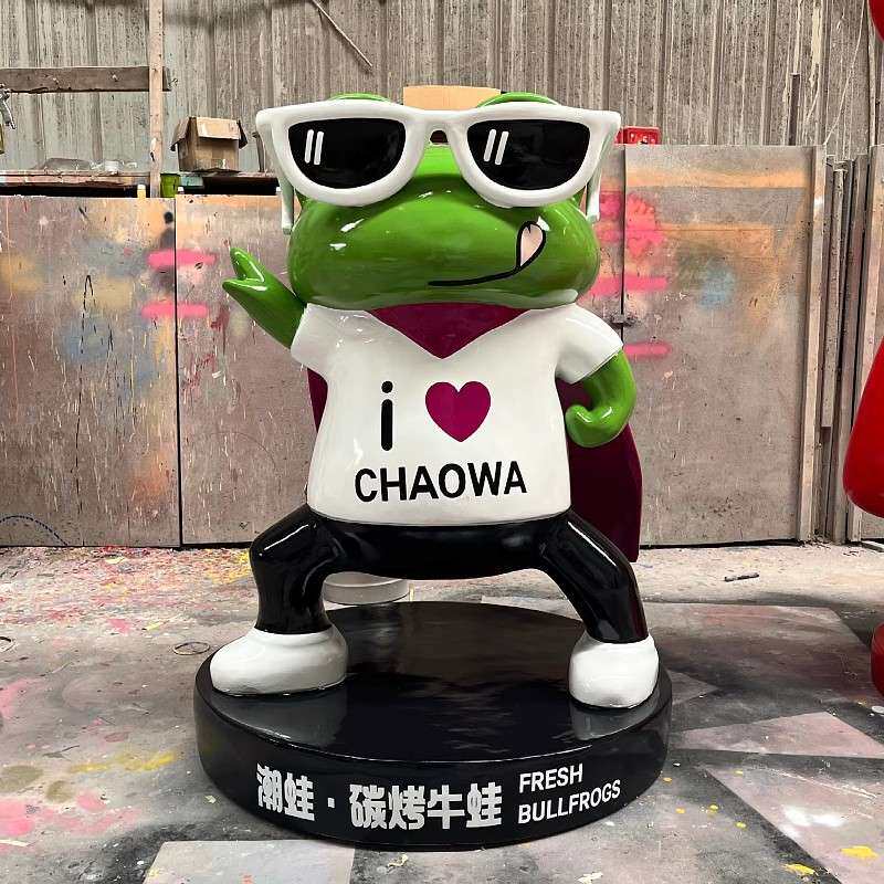 潮玩网红店大摆件牛蛙火锅店餐厅雕塑商场酒吧相框青蛙拍照装饰品