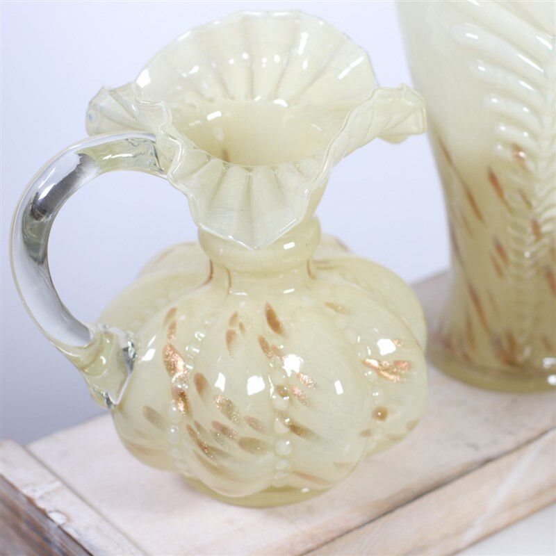 中古芬顿田园风欧式美式琉璃花瓶桌面装饰摆件鲜花干花插花器