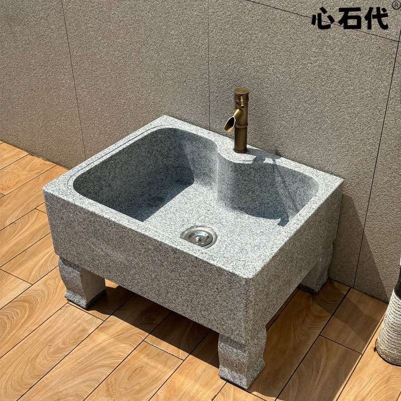 石头拖把池户外庭院室外大理石拖布池石材雕刻墩布池阳台家用水槽