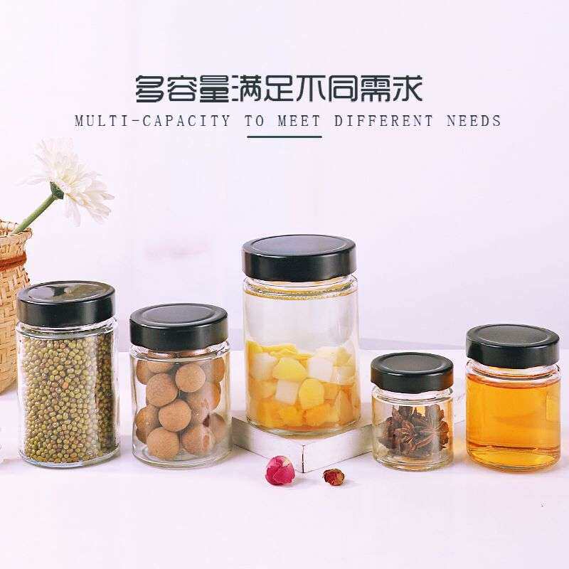 厂家供应六棱蜂蜜玻璃瓶酱菜带盖厨房密封罐头瓶密封罐蜂蜜瓶