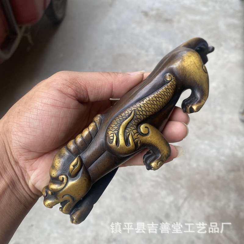 仿古螭龙摆件铜龙工艺品家居客厅桌面装饰工艺品铜貔貅笔架