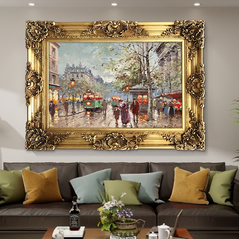 世界名画安托万巴黎街景装饰画y客厅餐厅古典风景油画欧式壁炉挂