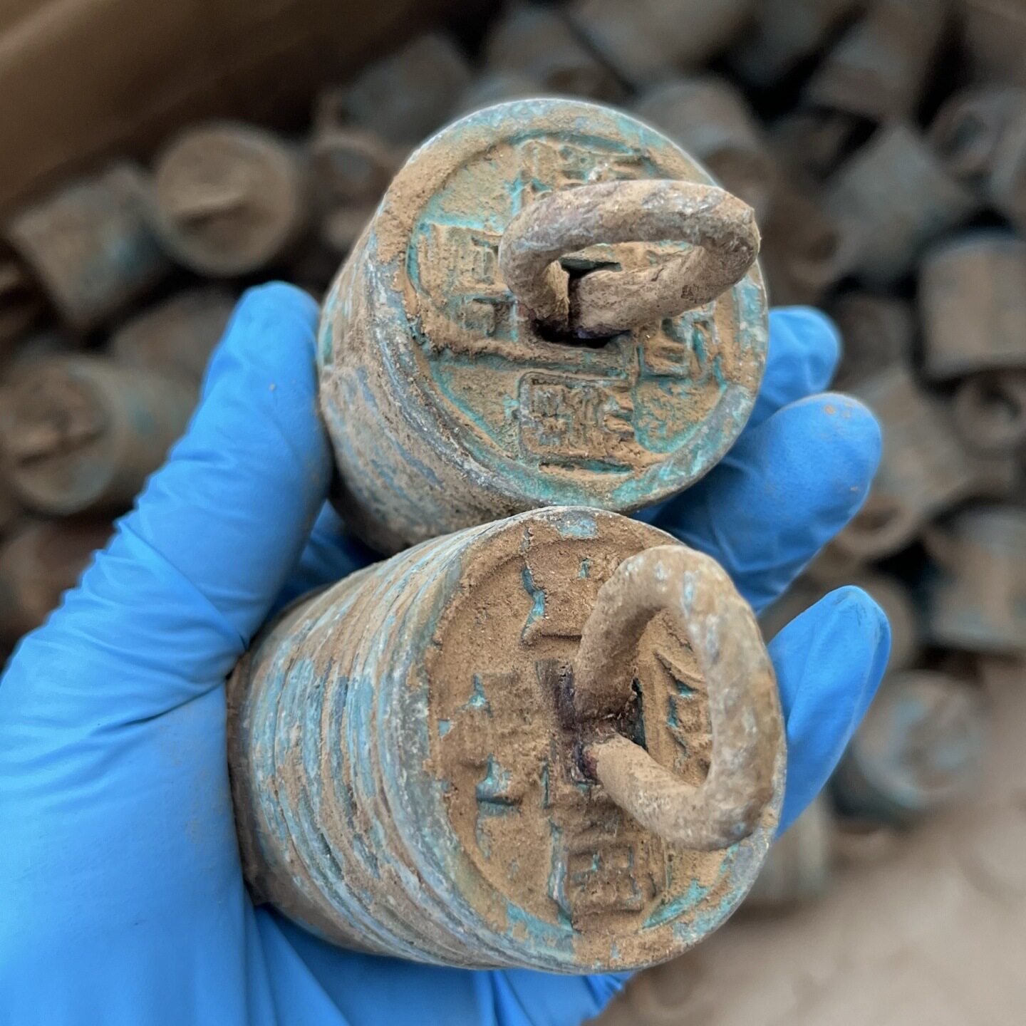 批发仿古做旧纯铜杂钱筒子钱串钱仿青铜包浆工艺品摆件影视道具