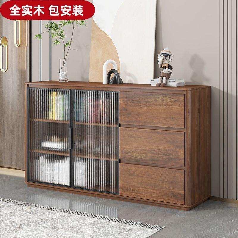 实木新中式餐边柜靠墙一体储物柜现代简约茶水柜2025新款古风橱柜
