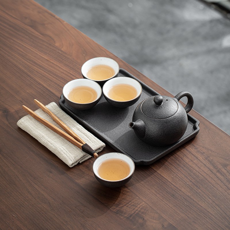 粗陶一壶四杯茶具套m装陶瓷泡茶壶家用简约办公酒店干泡盘日式小