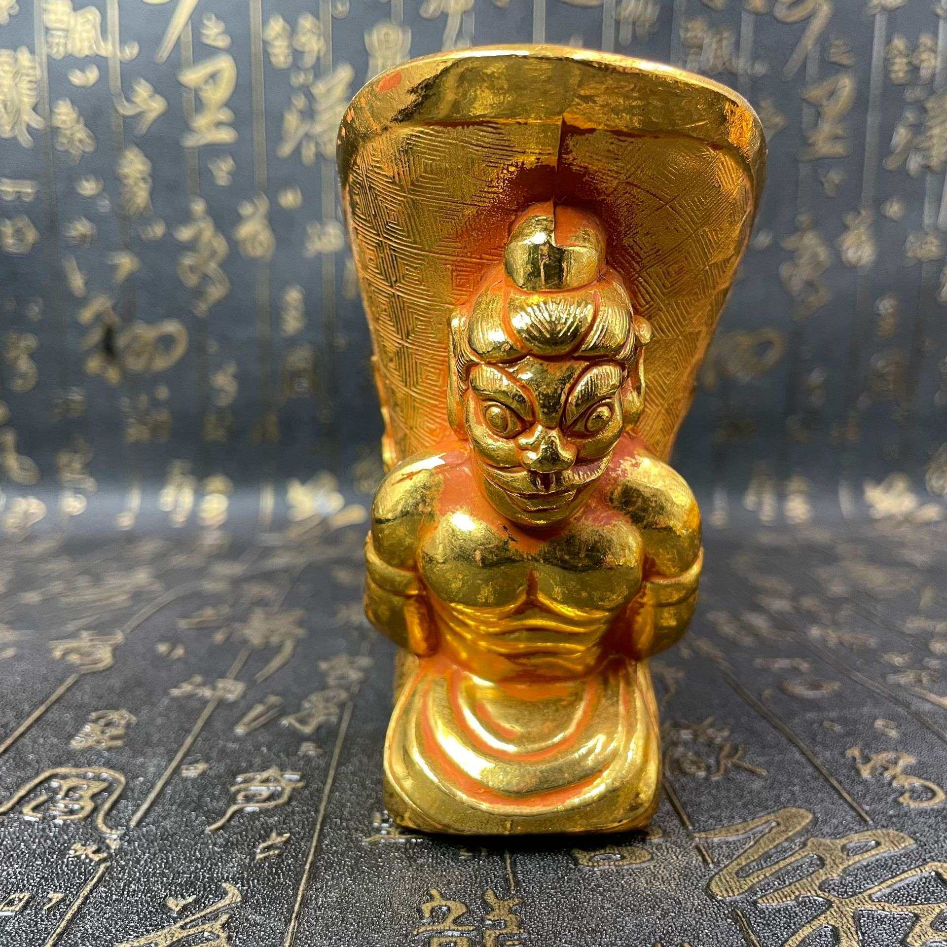 仿古合金奴隶酒杯古玩宫廷御用酒樽杯家居酒具装饰工艺摆件