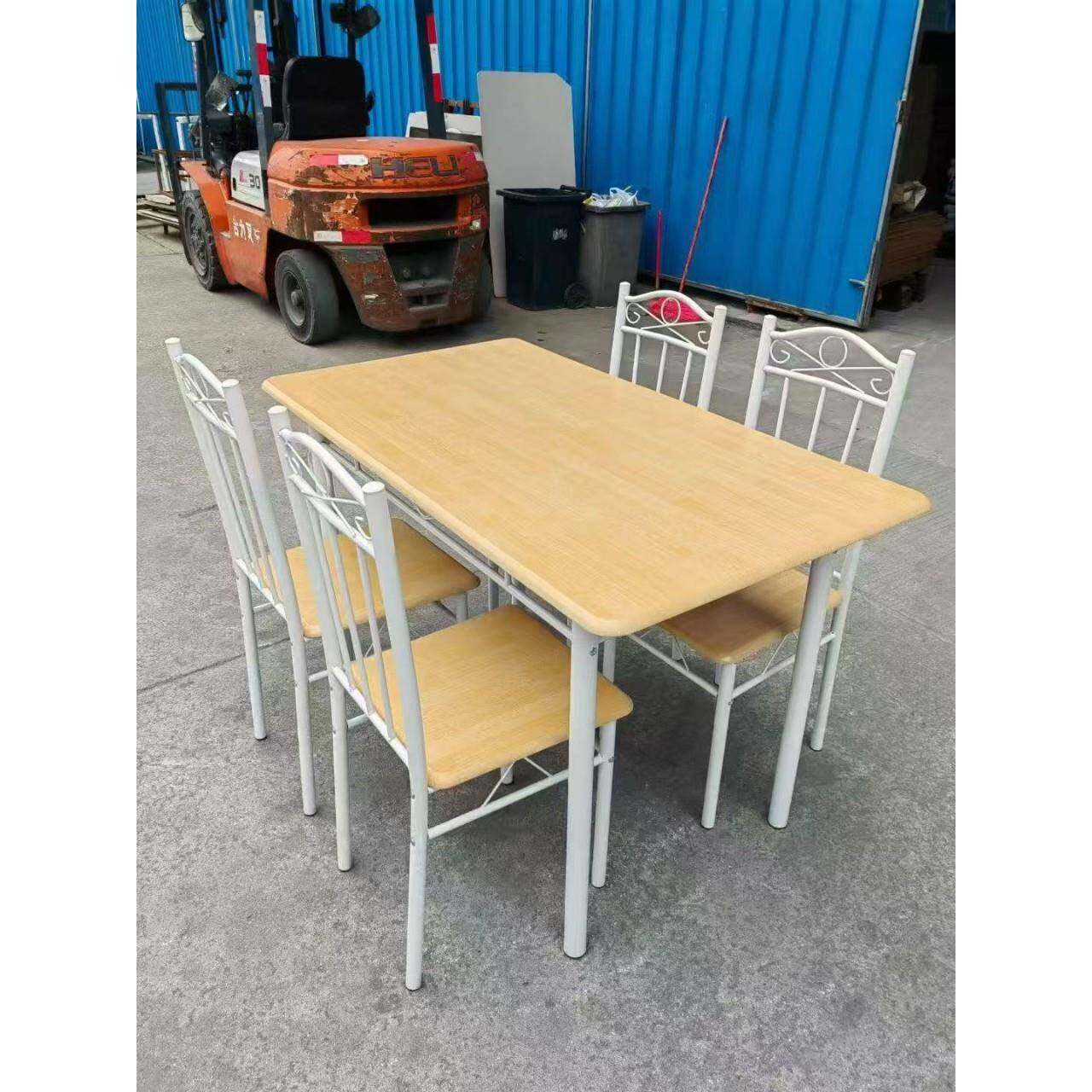 家用成套餐桌椅 现代简约红橡木餐桌椅组合 小户型金属餐桌椅