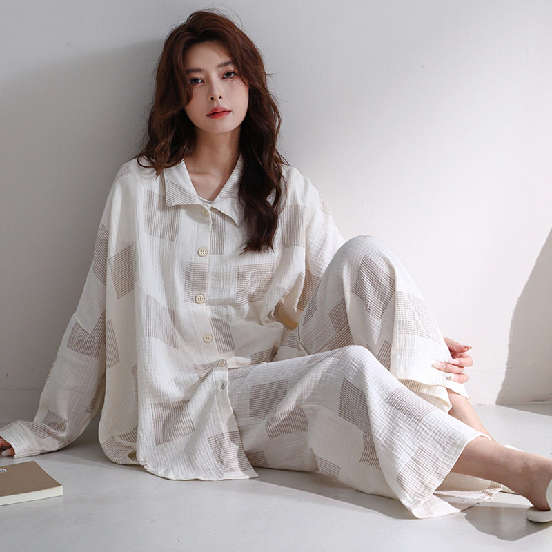 新款睡衣女士长袖春秋季宽松版开睡袍/浴袍