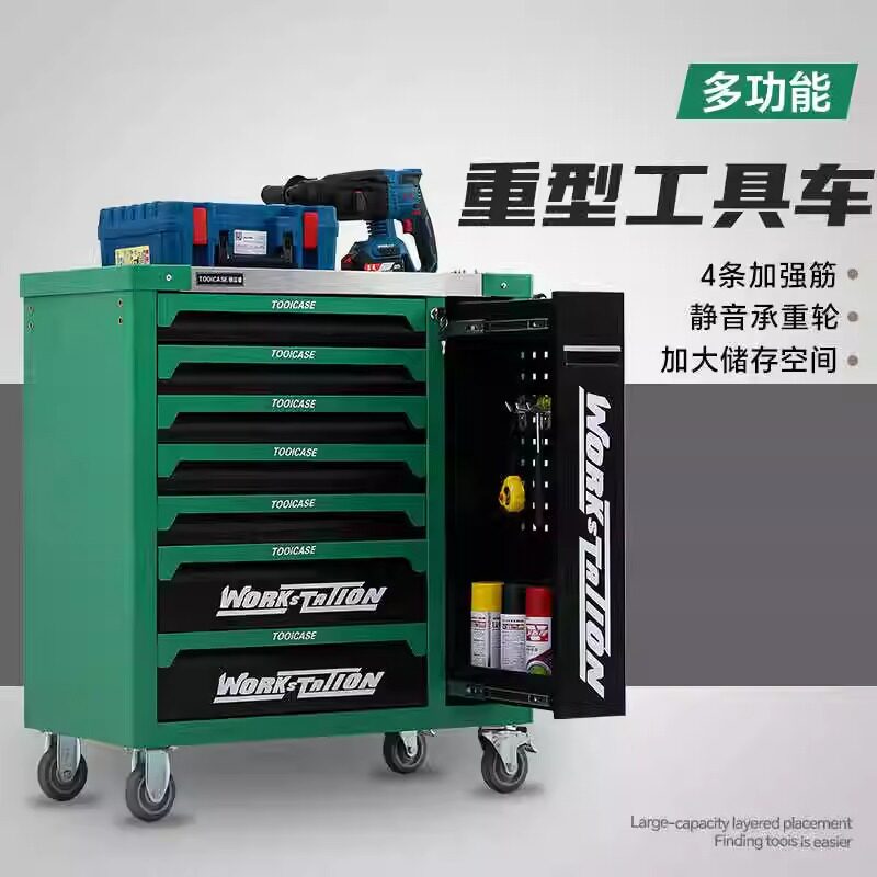 重型汽修带锁工具柜车间工业级移动工具车螺丝物料架小推车多功能