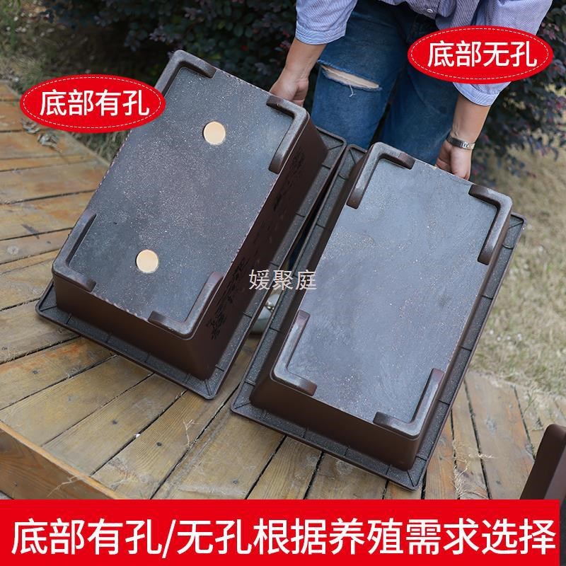 Y圎4仿b紫砂花盆长方形盆景盆特大号加厚马槽吸水石户外无孔荷花