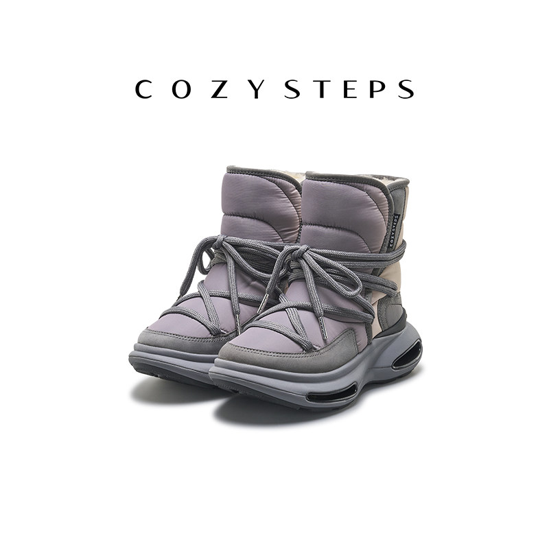 COZY STEPS可至冬季新款厚底防滑雪地靴时尚休闲增高太空鞋女8123