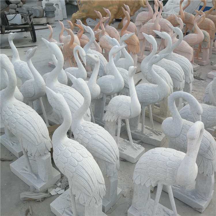 石雕仙鹤丹顶鹤松鹤雕塑 园林景观公园小区室外动物雕塑摆件