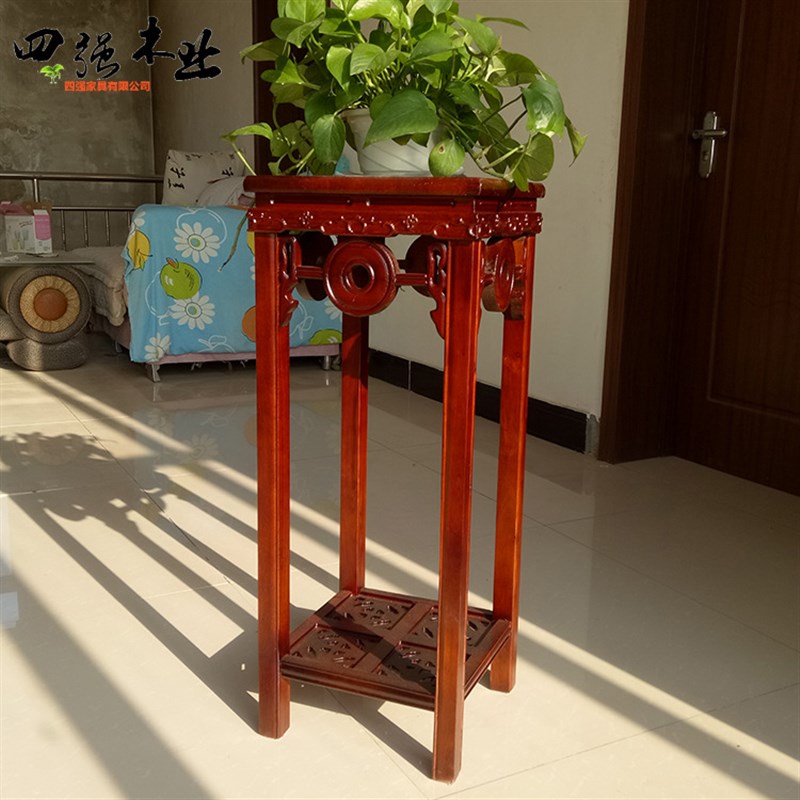 客厅花卉方形花架木质阳w台绿萝木制花盆架室内实木盆景