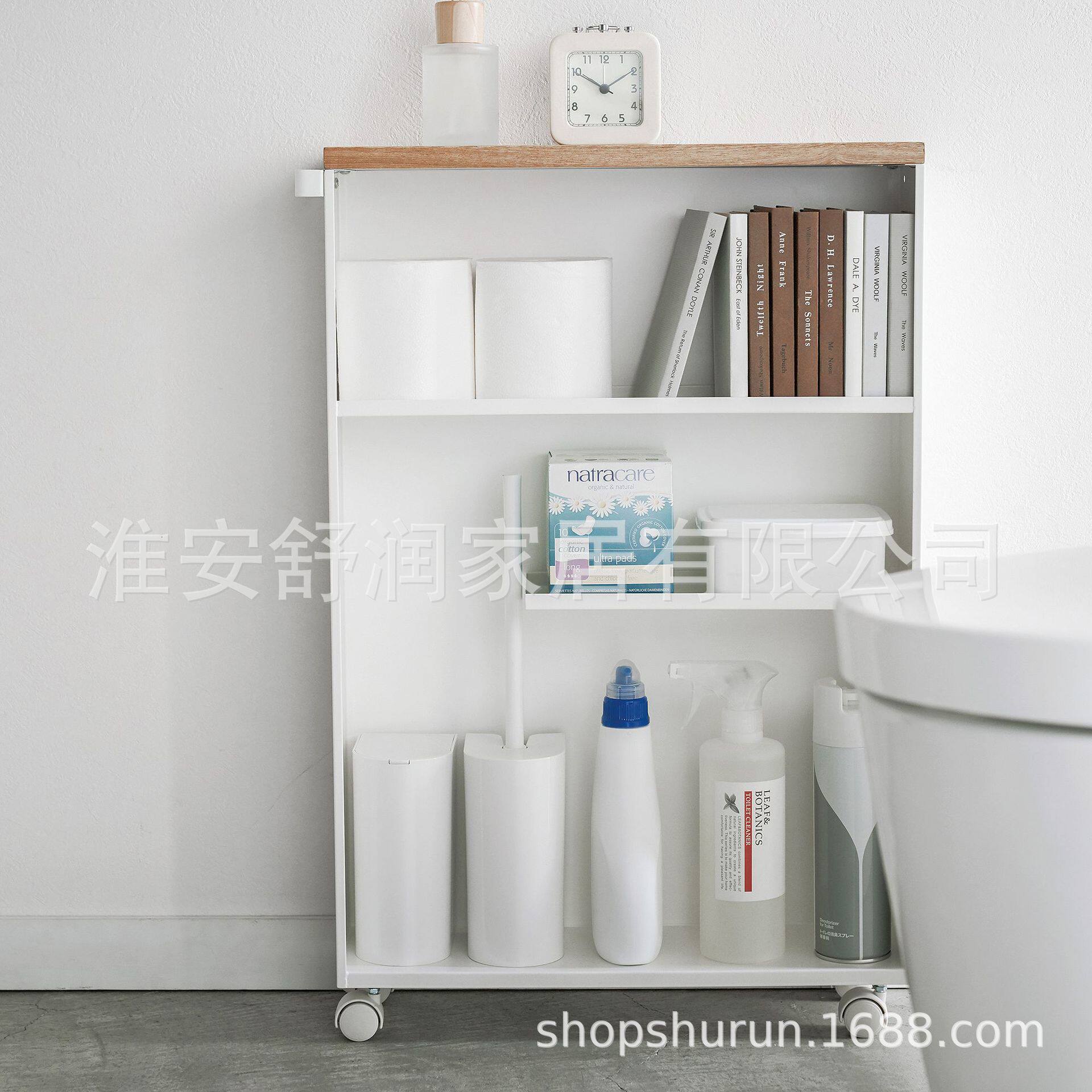 日式浴室置物架洗手间收纳架窄缝柜浴缸多功能滚轮沐浴用品整理架