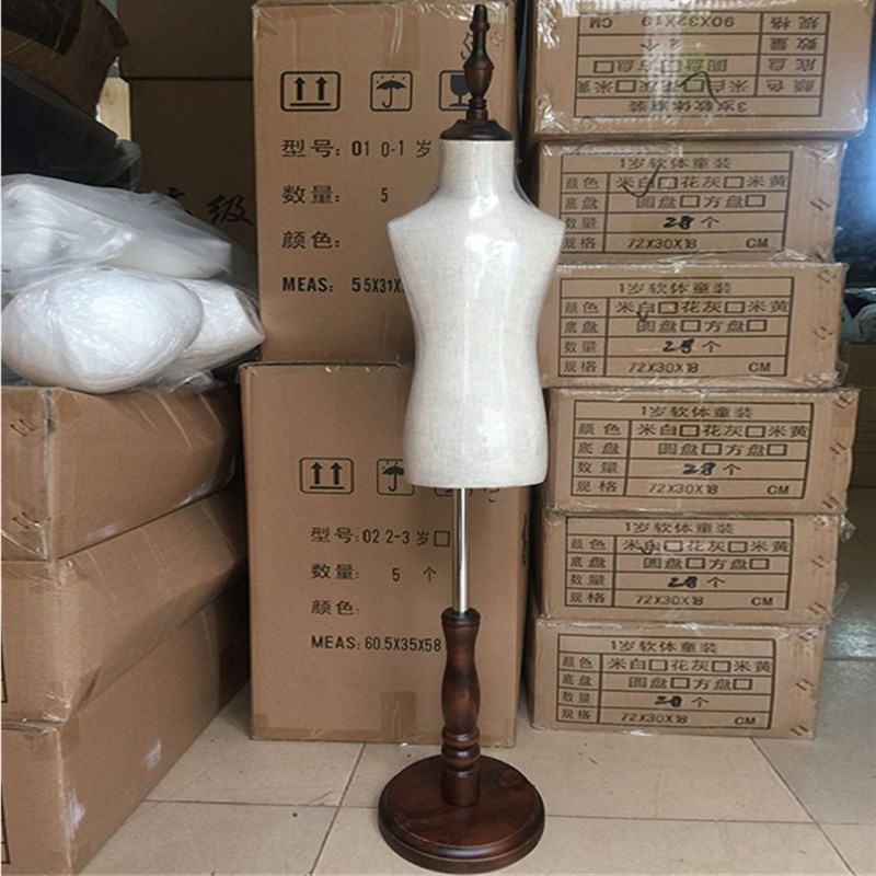 儿童模特道具半身橱窗展示架全身男E女小孩童装店包布木底座模特