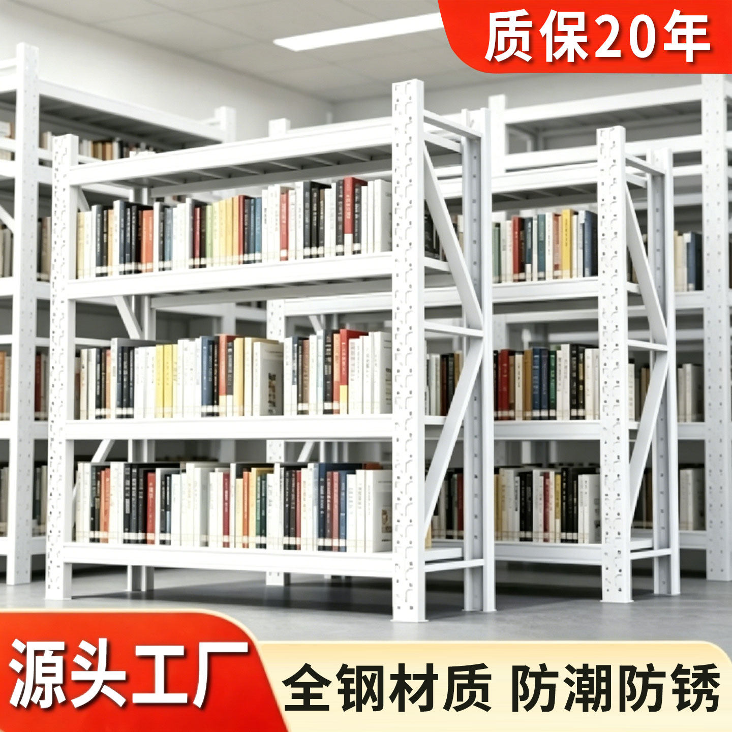 图书馆钢制书架家用书店落地货架多层置物架单双面学校阅览室专用