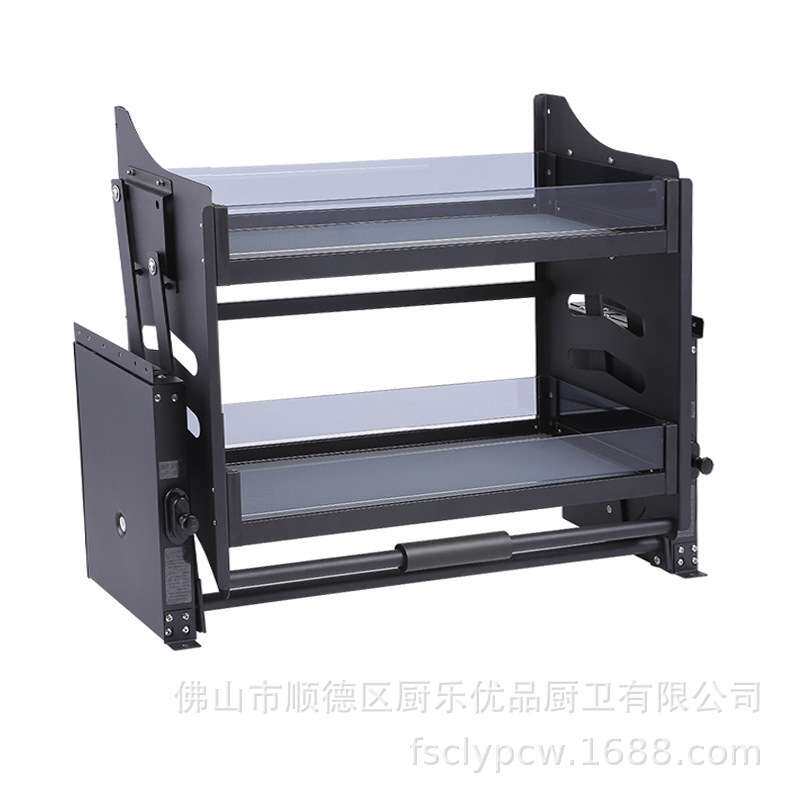 厨房吊柜玻璃升降拉篮玻璃调味篮橱柜阻尼缓冲式碗碟收纳升降机拉