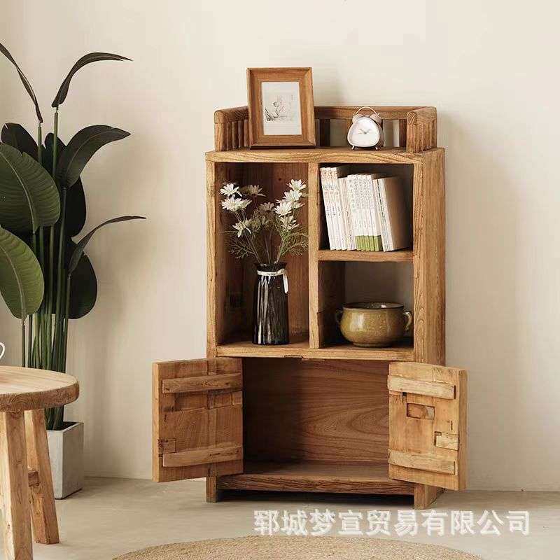 中式老榆木柜子复古陈列展示柜室内多层落地柜靠墙展示书架储物柜