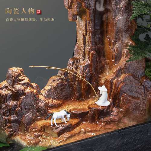 假山流水生财摆件办公室瀑布喷泉加湿器玄关客厅桌面家居软装饰品
