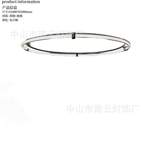 美式极简全铜玻璃新款装饰客厅吊灯双层环形设计师创意餐厅豪宅灯
